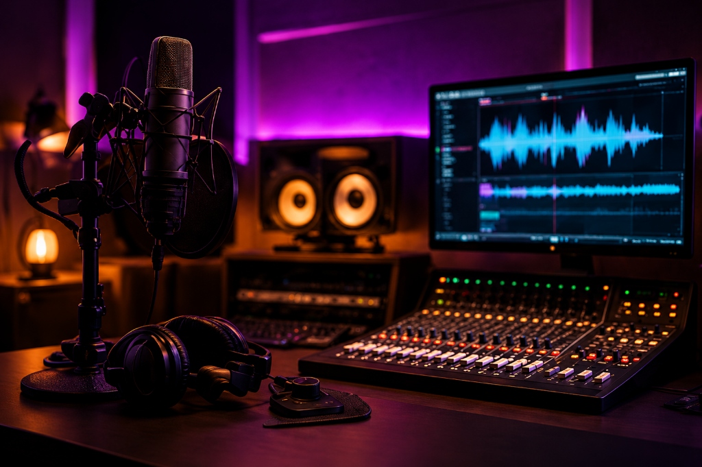 Acoustic mixing workstation desktop setup